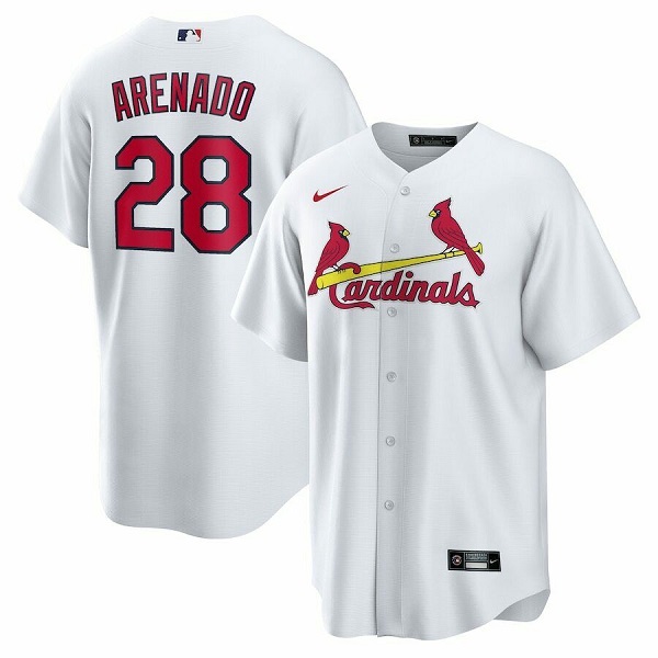 Men's St. Louis Cardinals #28 Nolan Arenado White MLB Cool Base Stitched Jersey